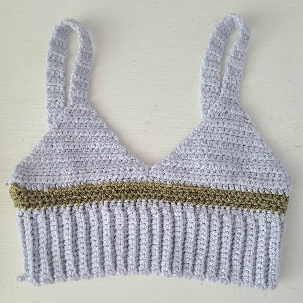 Handmade Crochet Bralette in Lavender and Olive